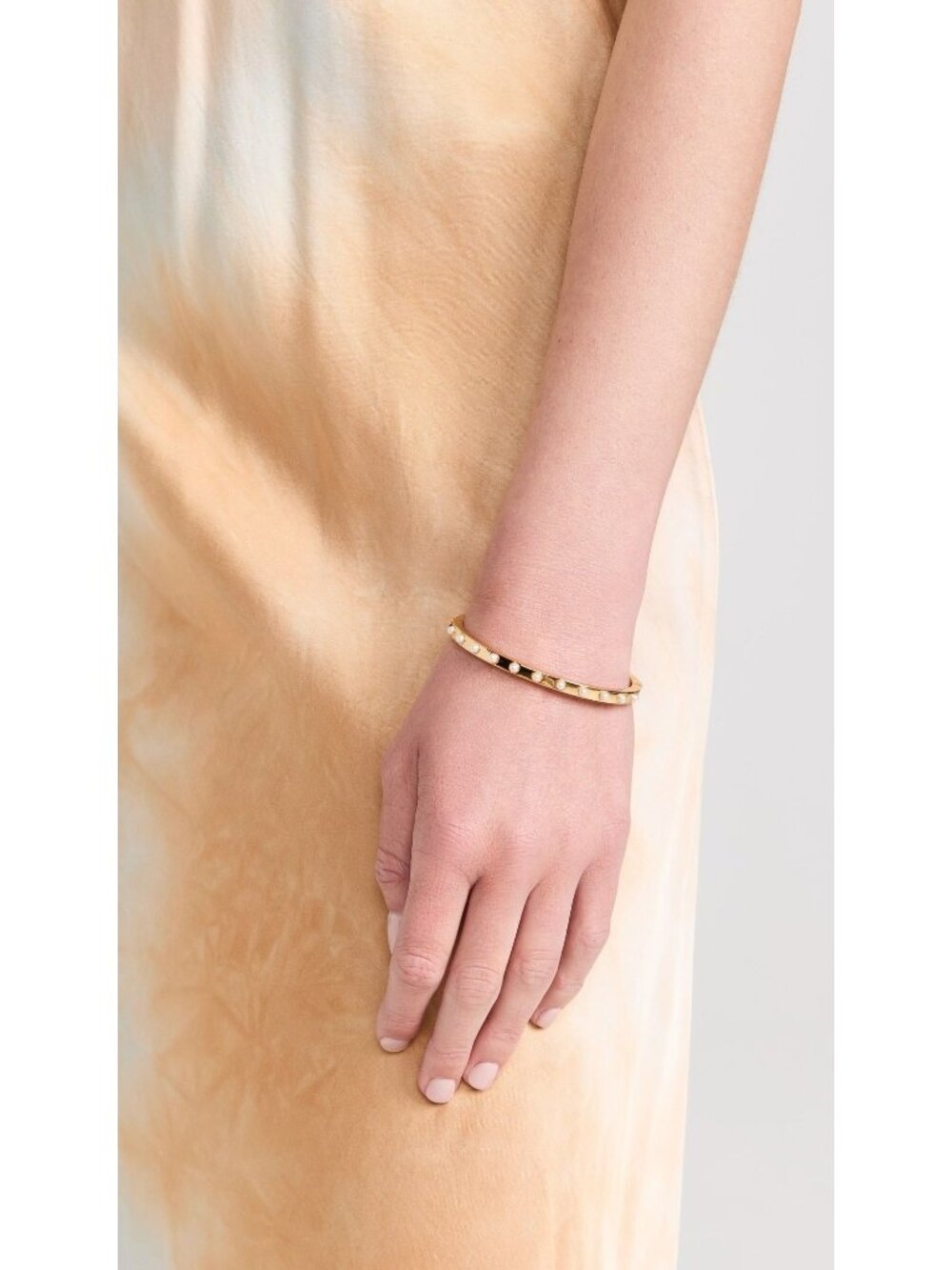Lele Sadoughi Pearl Half Hinge Bangle in Gold One Size Womens Jewelry